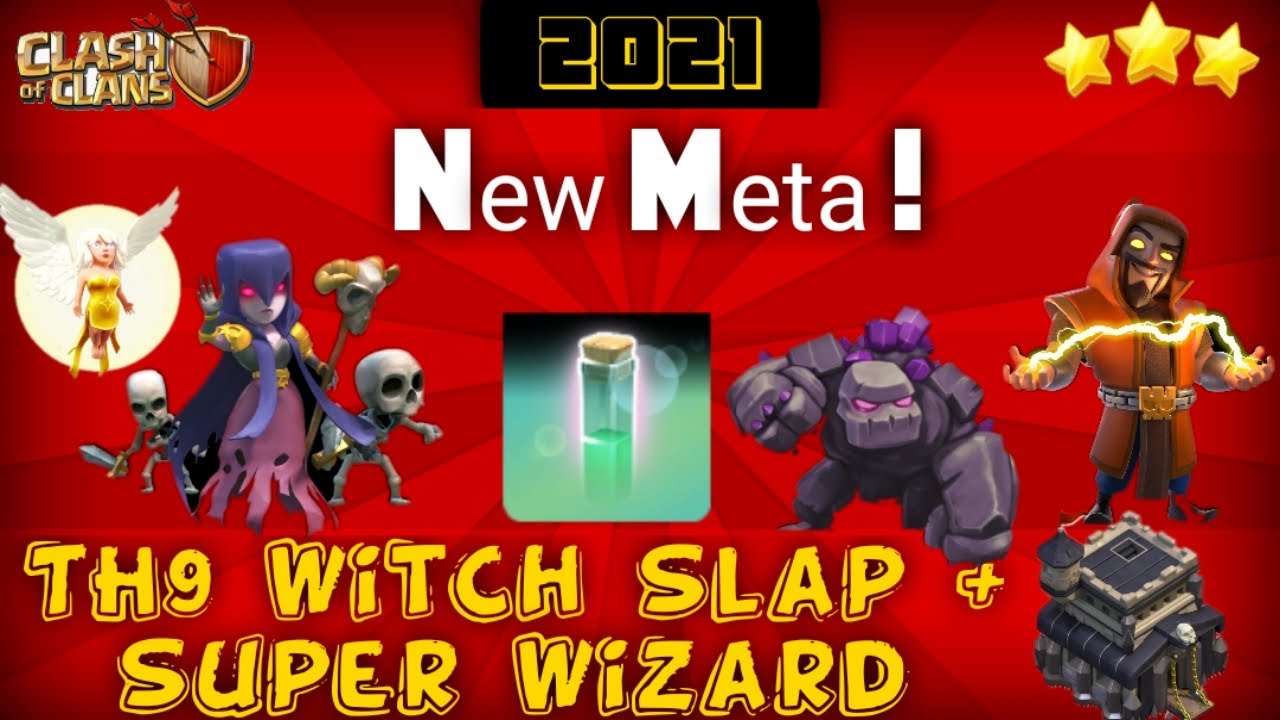 TH9 Witch Slap with Super Wizard/Invisibility Spell - TH9 Best Attack Strategy 2021 - Clash of Clans