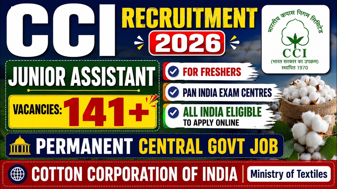 ✅ CCI Junior Assistant Recruitment 2026 | Ministry of Textiles | Govt of India | All India Freshers