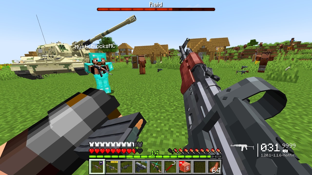 We Joined the PILLAGER ARMY to Destroy This Village! (Modern Guns) 💣🔫