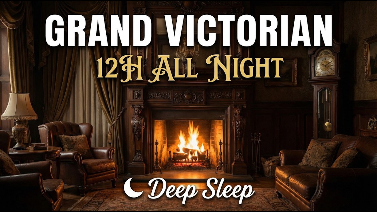 Overnight Victorian Fireplace 12 Hours 🏛️ Grand Victorian Mansion Hearth All Night
