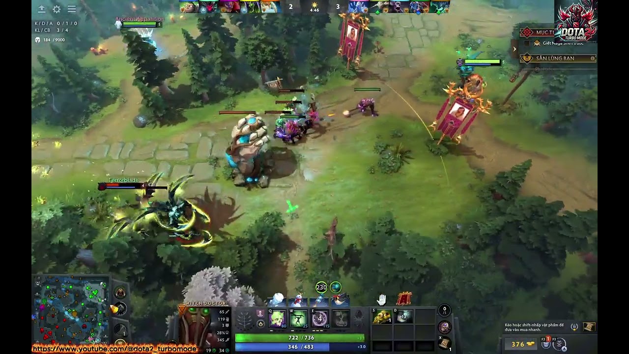 [WD-53] Witch Doctor + ANcient Apparition [Hardlane] vs Pudge + Terrorblade #witchdoctor #dota2turbo