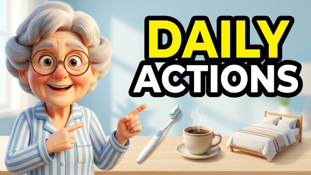 Learn Daily Actions with Grandma | 30 Easy English Sentences for Beginners