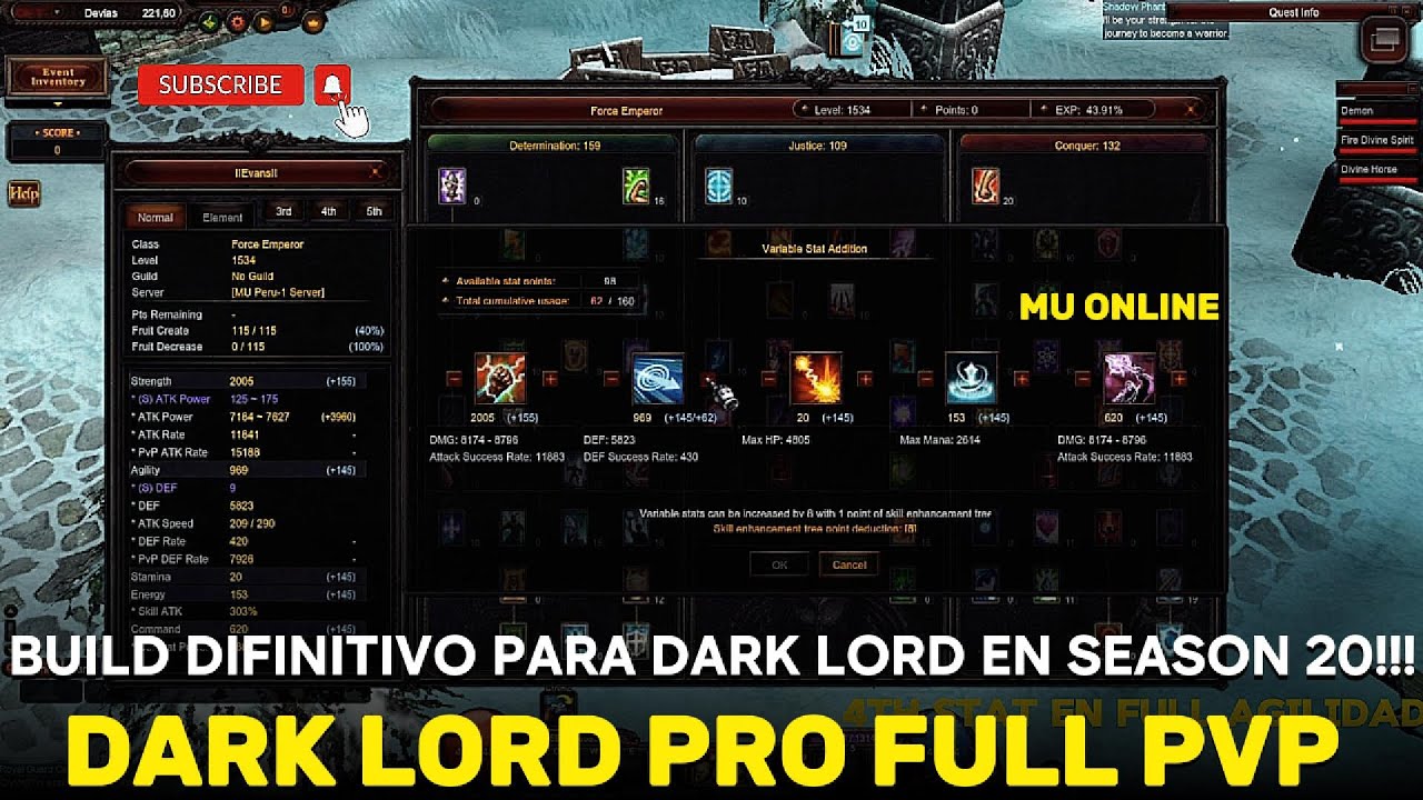 🔴BUILD DIFINITIVO PARA DARK LORD SEASON 20🔴 - MU ONLINE S20.1