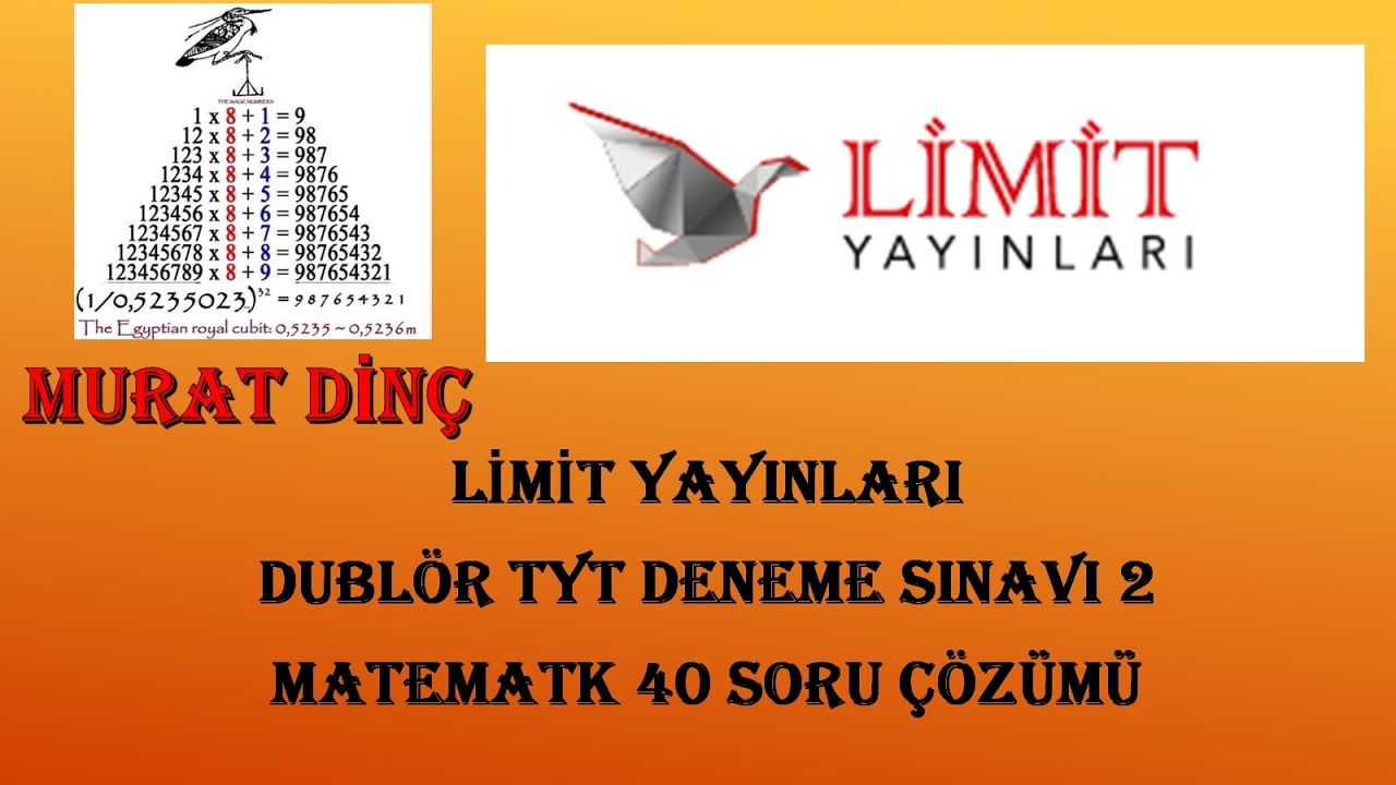 LİMİT YAYINLARI DUBLÖR TYT DENEME SINAVI 2 MATEMATİK 40 SORU ÇÖZÜMÜ