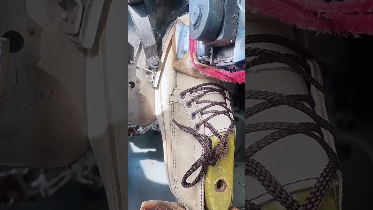 Goodyear welt process.#shoesmachine #zapato maquina#goodyear