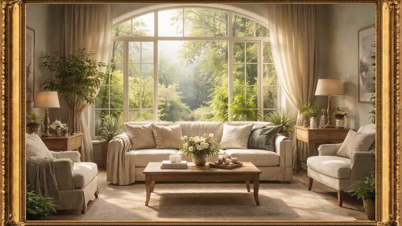 Cozy Luxury Living Room Ambience🌿 Relaxing Morning Sunlight & Calm Home Atmosphere 4K@Tvartframe2