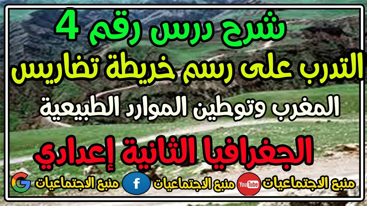 شرح درس التدرب على رسم خريطة تضاريس المغرب وتوطين الموارد الطبيعيةالجغرافيا الثانية إعدادي