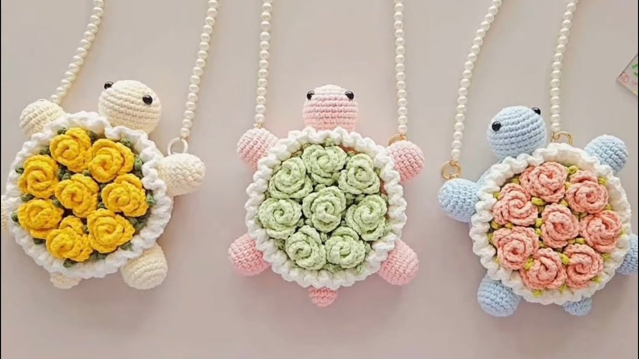 Instructions for crocheting a floral turtle bag /Hướng dẫn đan móc túi rùa hoa