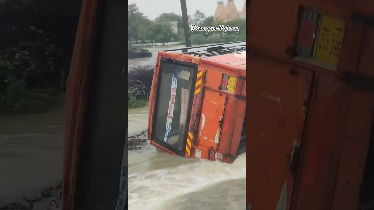 badh me  bahi bus||ahamedabad Viramgam highway accident on rain ||Sanand||#accident #fluid