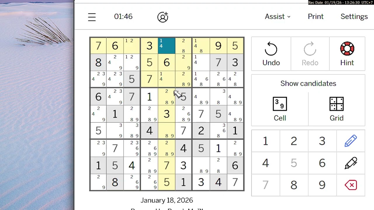 Impossible Sudoku Los Angeles Times January 18, 2026