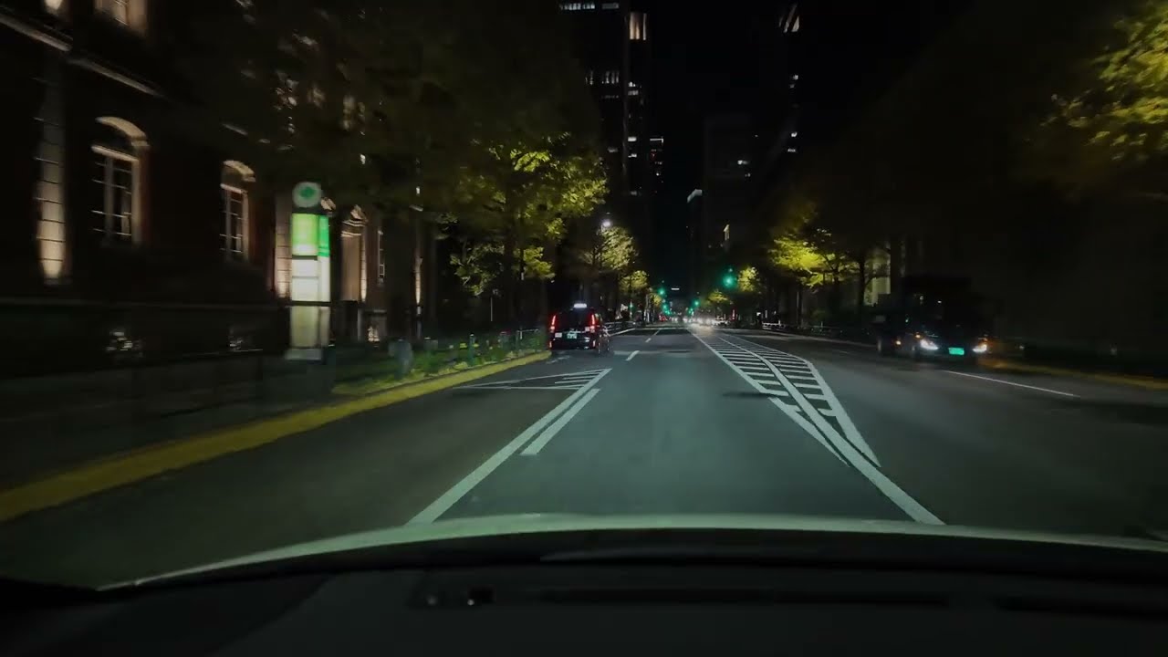 【4K】車載動画 東京 夜 九段下駅→皇居外周→丸の内中央パーキング【mirai jpd10】