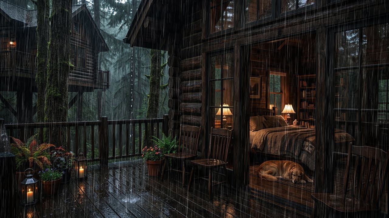 Rain Sounds for Sleeping 🌧️ |  Forest Treehouse Cabin in Gentle Rain