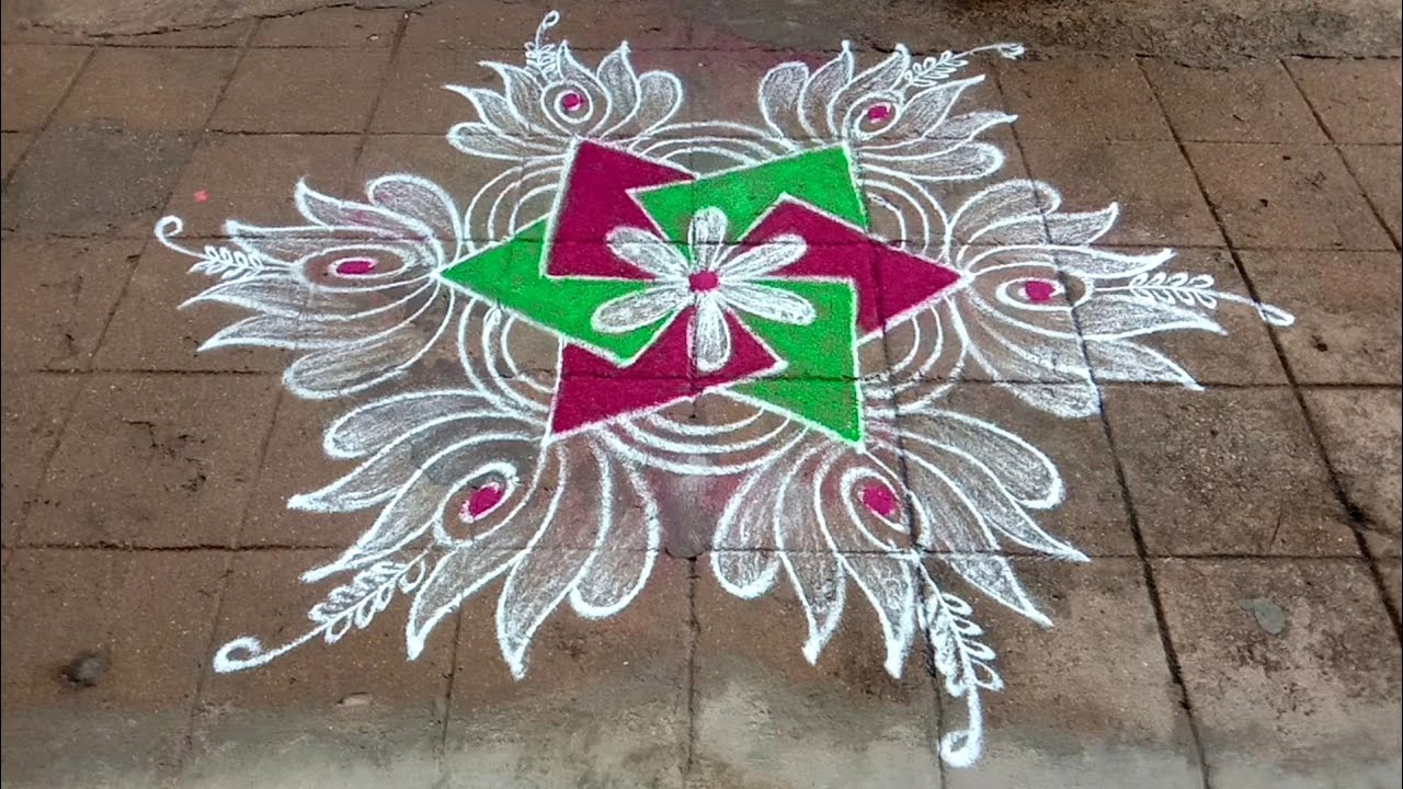 Diwali 2024 latest 3 easy big rangoli designs//Deepavali lotus rangoli//Diwali muggulu//Latha kolam