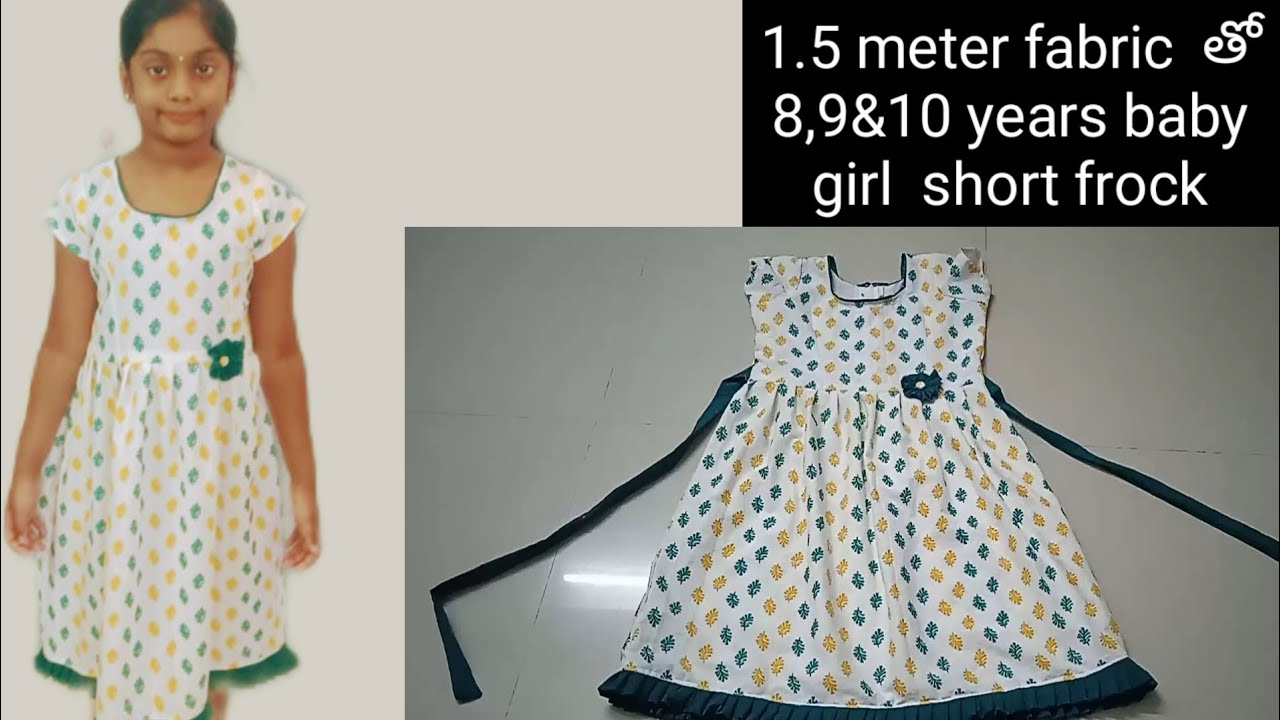 #8,&10 years baby girl short frock cutting and stitching in telugu how to make frock cutting
