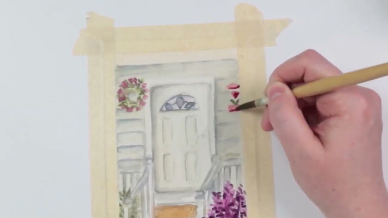 Real Time Step-by-step Guide: Watercolor Painting A White Door with White Siding