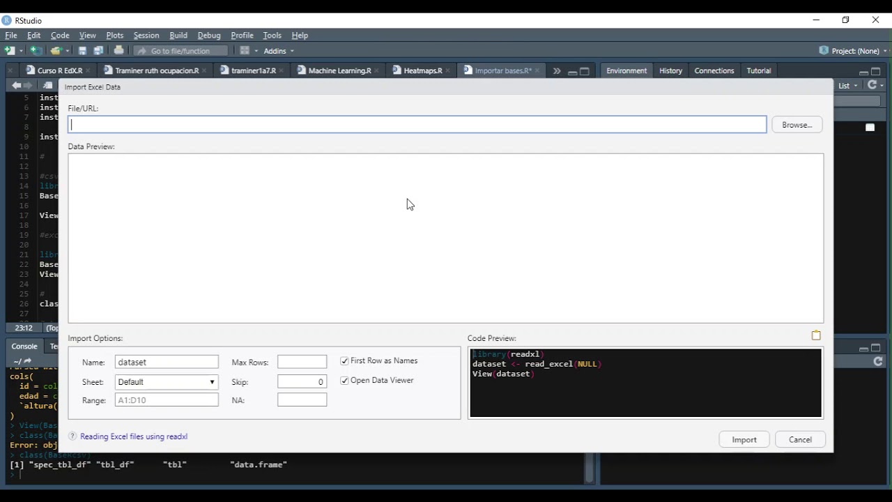 Importar bases de datos en R | .csv .xls .dta.sav (csv, excel, stata dta, spss, sps)