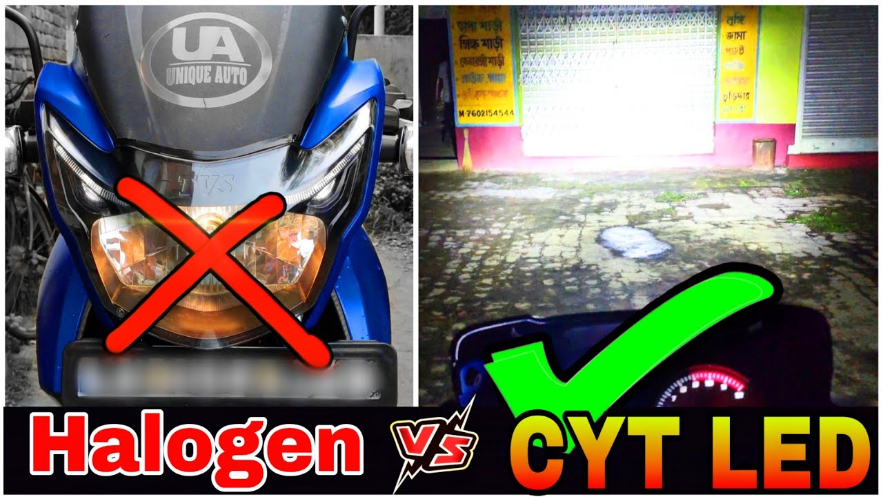 TVS Apache headlight modification RTR 160 & 180 | How to convert halogen bulb to LED light on bike |
