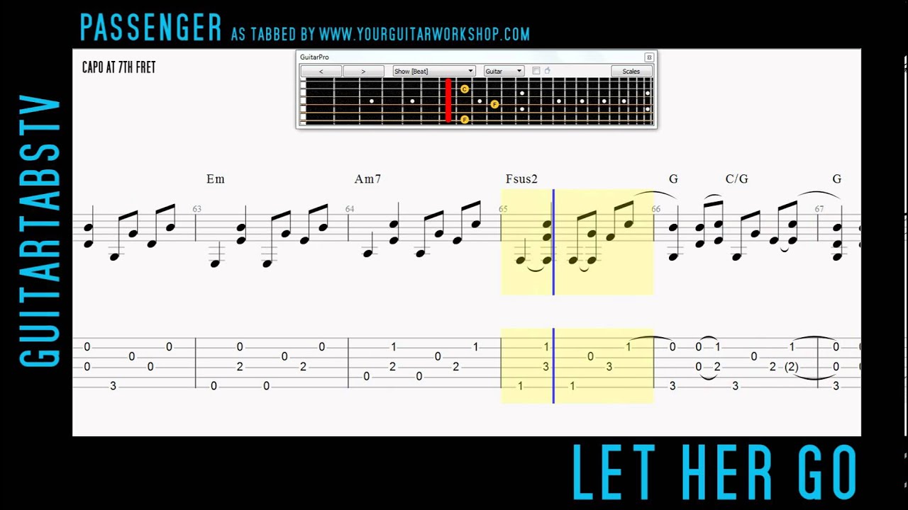 Let Her Go by Passenger Acoustic Guitar Pro Tabs (Live Version)