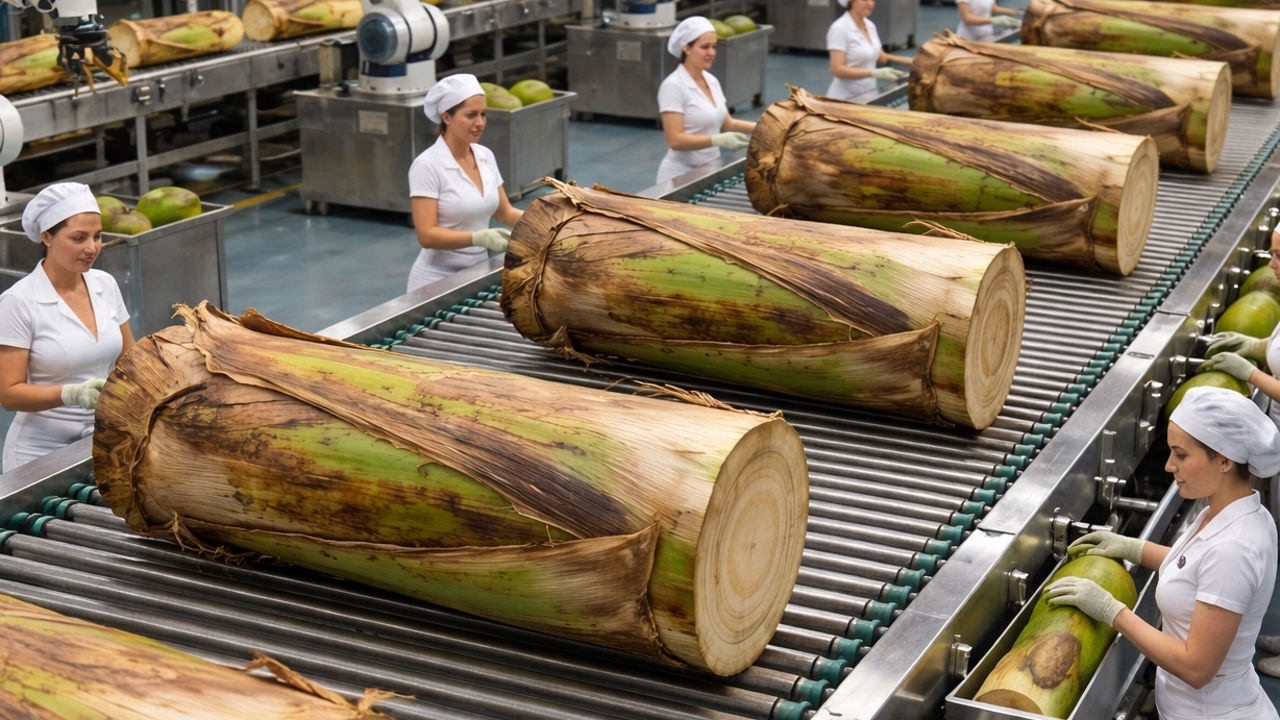 Dentro de una Fábrica Moderna de Banano – Del Banano Crudo al Producto Terminado (Proceso Completo)