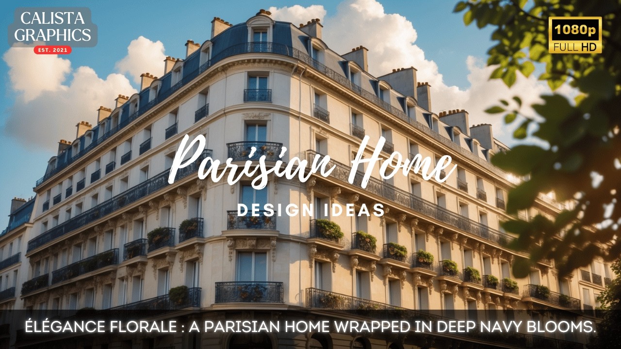Élégance Florale: A Parisian Home Wrapped in Deep Navy Blooms