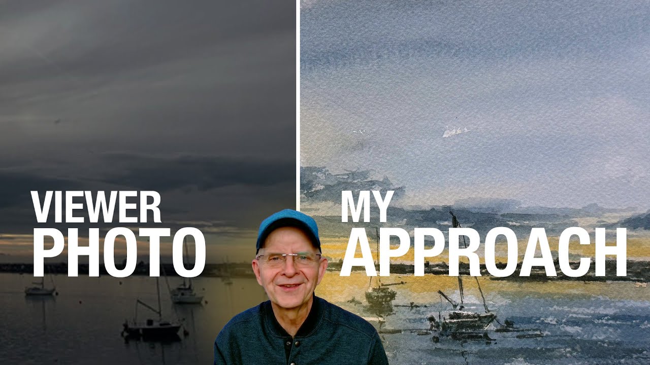 Акварельная картина с морским пейзажем, созданная по образцу работы зрителя.