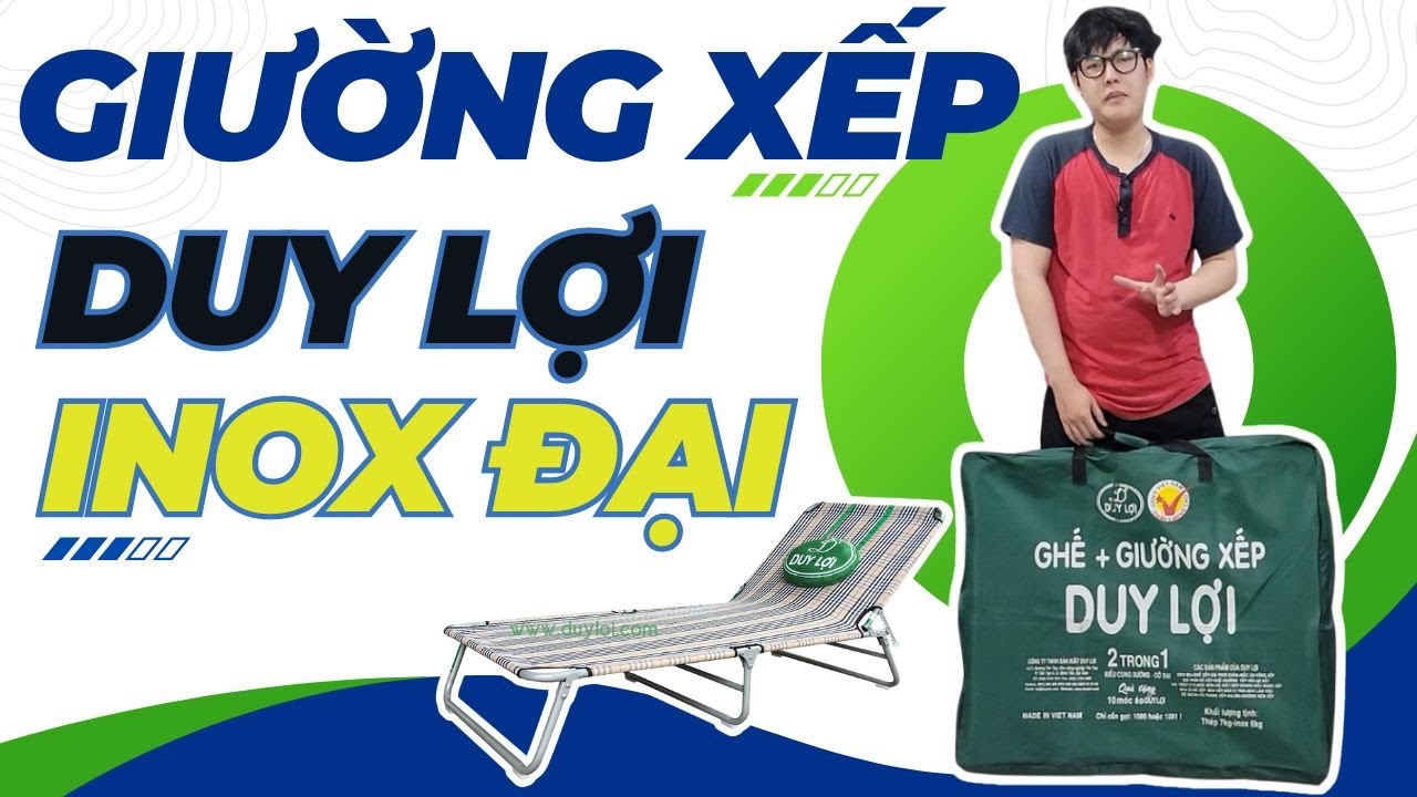 Giường Xếp INOX Đại Duy Lợi, Rộng 80cm, Dài 2m, Nặng 7kg, Bảo Hành Lên Đến 10 Năm