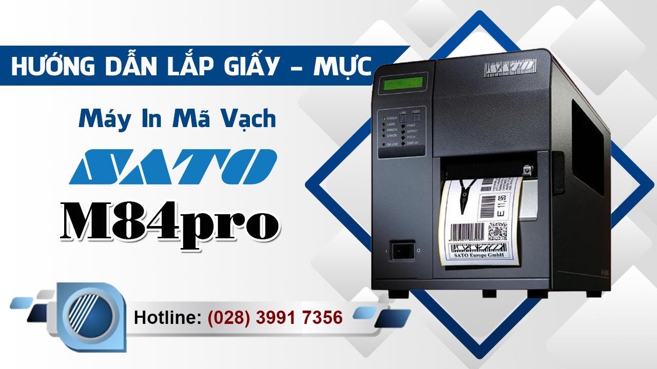 Hướng dẫn lắp giấy mực Máy in mã vạch SATO M84 Pro | Công Ty Thế Giới Mã Vạch