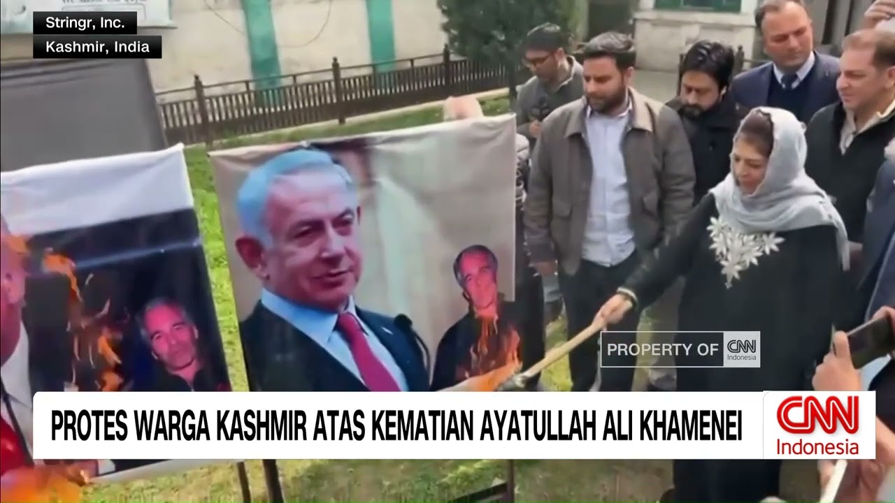 Trump dan Netanyahu Dibakar Fotonya, Warga Kashmir Protes atas Kematian Ayatullah Ali Khamenei