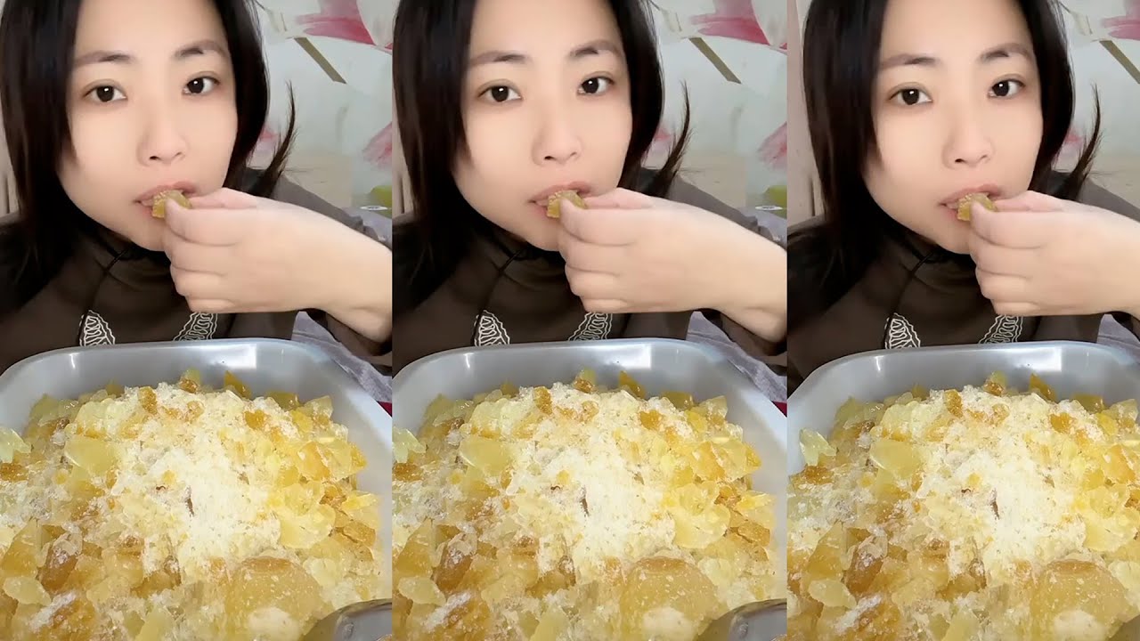 ASMR ICE EATING WHITH MATCHA + MILK POWDER + PASSION FRUIT #eatingice #mukbangiceeating
