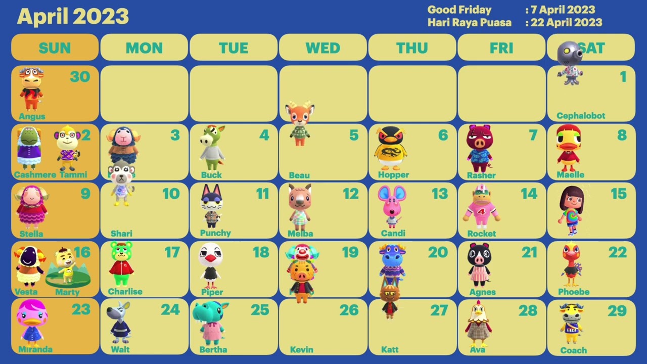Animal Crossing | DIY Birthday Calendar April 2023