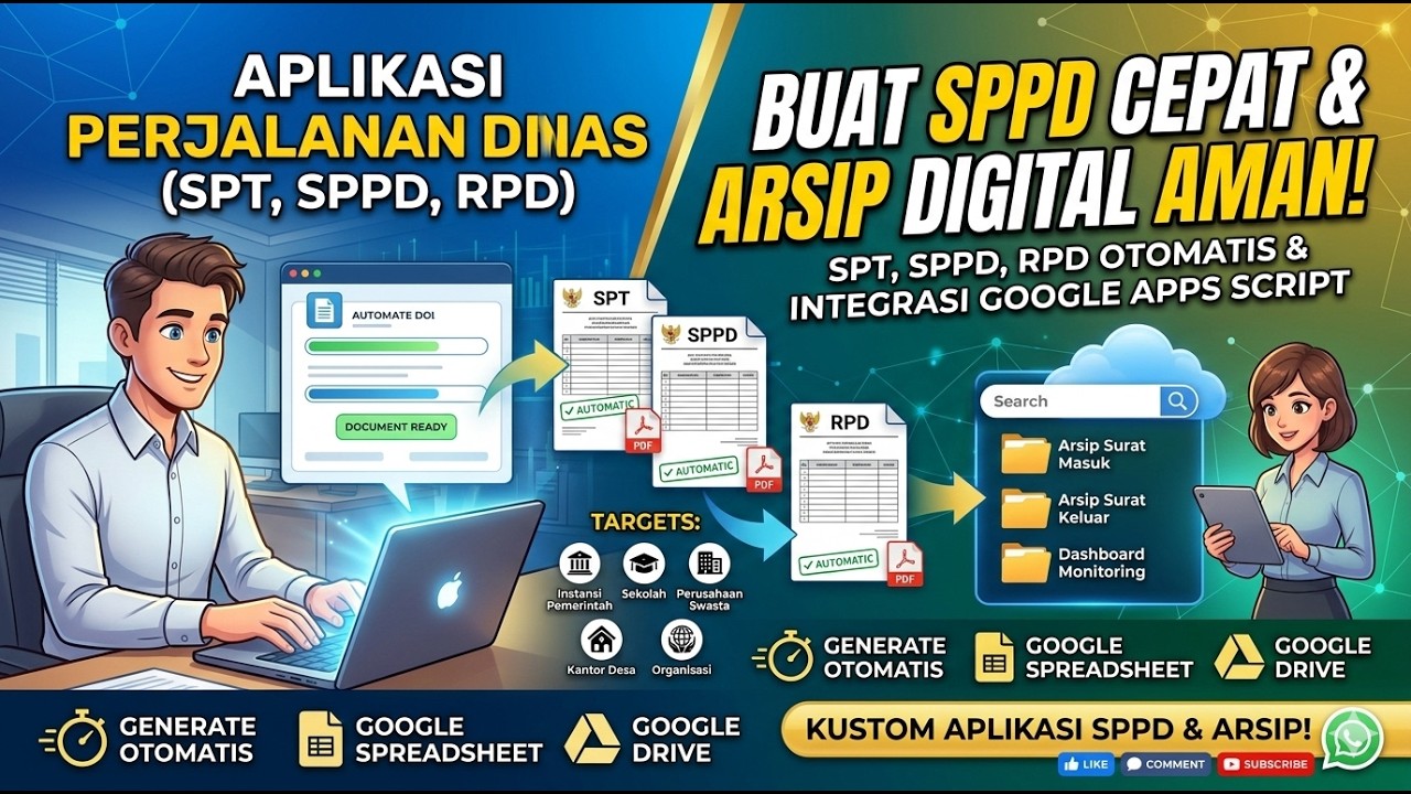 Aplikasi Apps Script Perjalanan Dinas Otomatis | SPT, SPPD & RPD dan Sistem Arsip Surat Digital