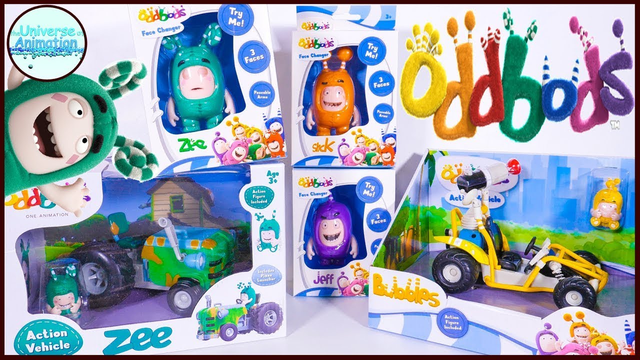 Unboxing some Oddbods Toys Changing Faces and Big Cars Zee Tractor and Bubbles Race Car