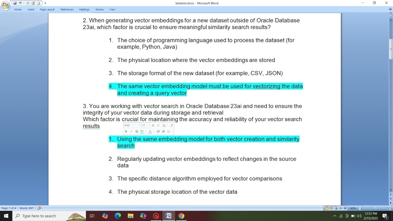 Solution Of Oracle AI Vector Search Professional || 1Z0-184-25 | Part 01 || Q1 TO Q12 || Oracle Cert