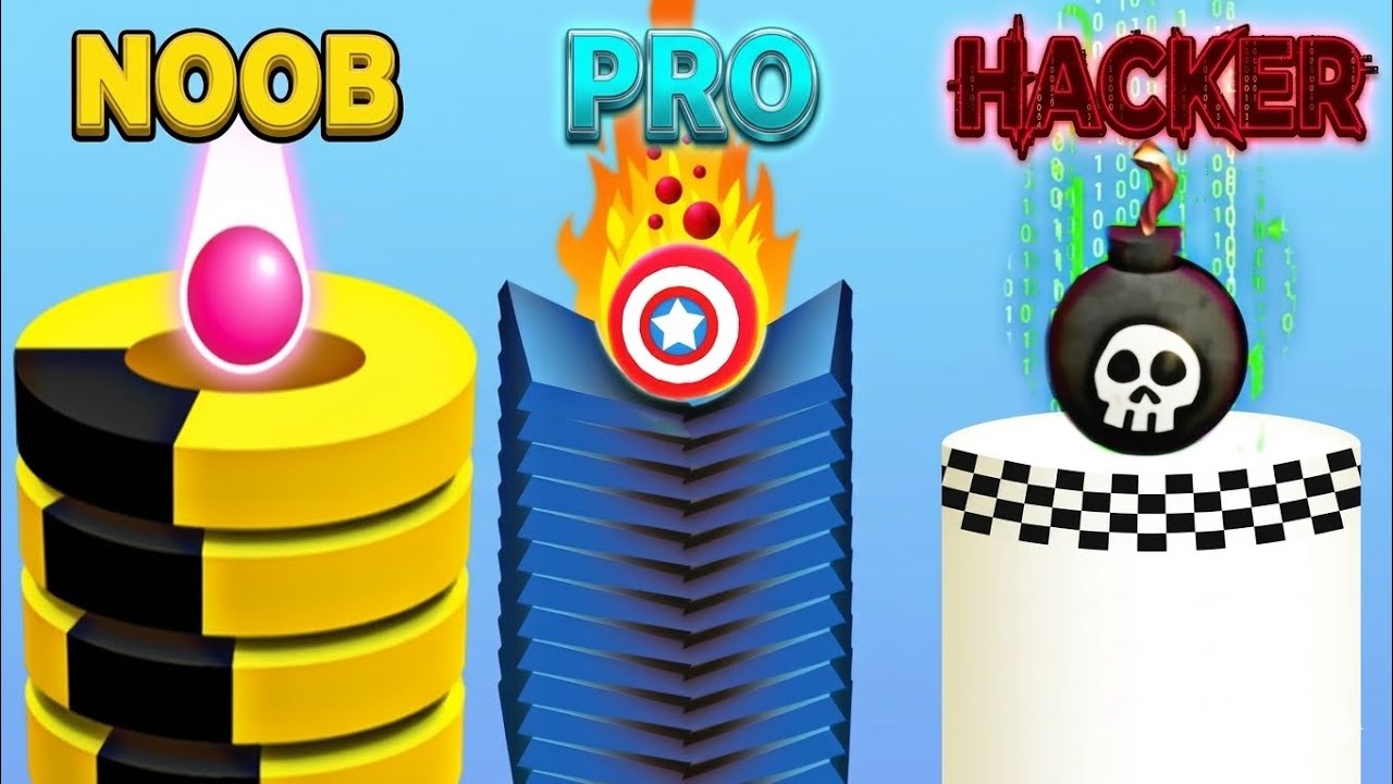 NOOB🤡 vs PRO👹 vs HACKER👿 ⚡ || Hard Rush Gameplay Stack Ball Series ||  15785 Level || 