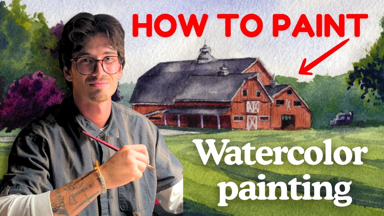 How to Paint a Farm Scene in Watercolor | Easy Step-by-Step Tutorial for Beginners