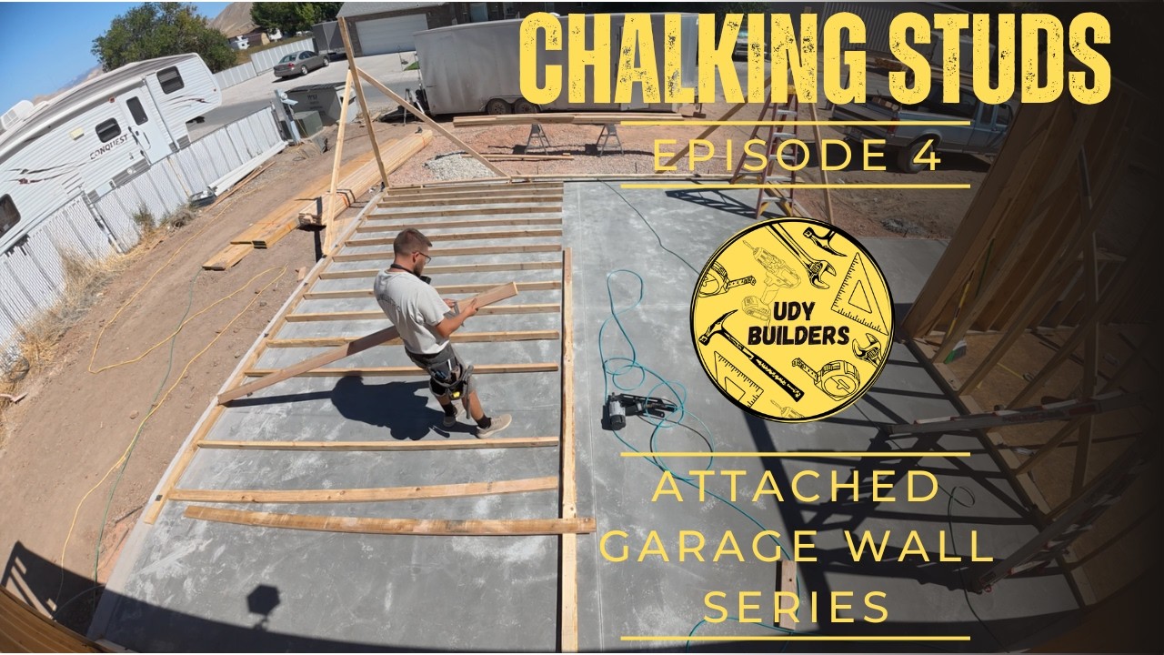 How to Mark & Cut Grade Studs + Raise Garage Wall | EP 4 | HOW TO BUILD ATTACHED GARAGE WALLS