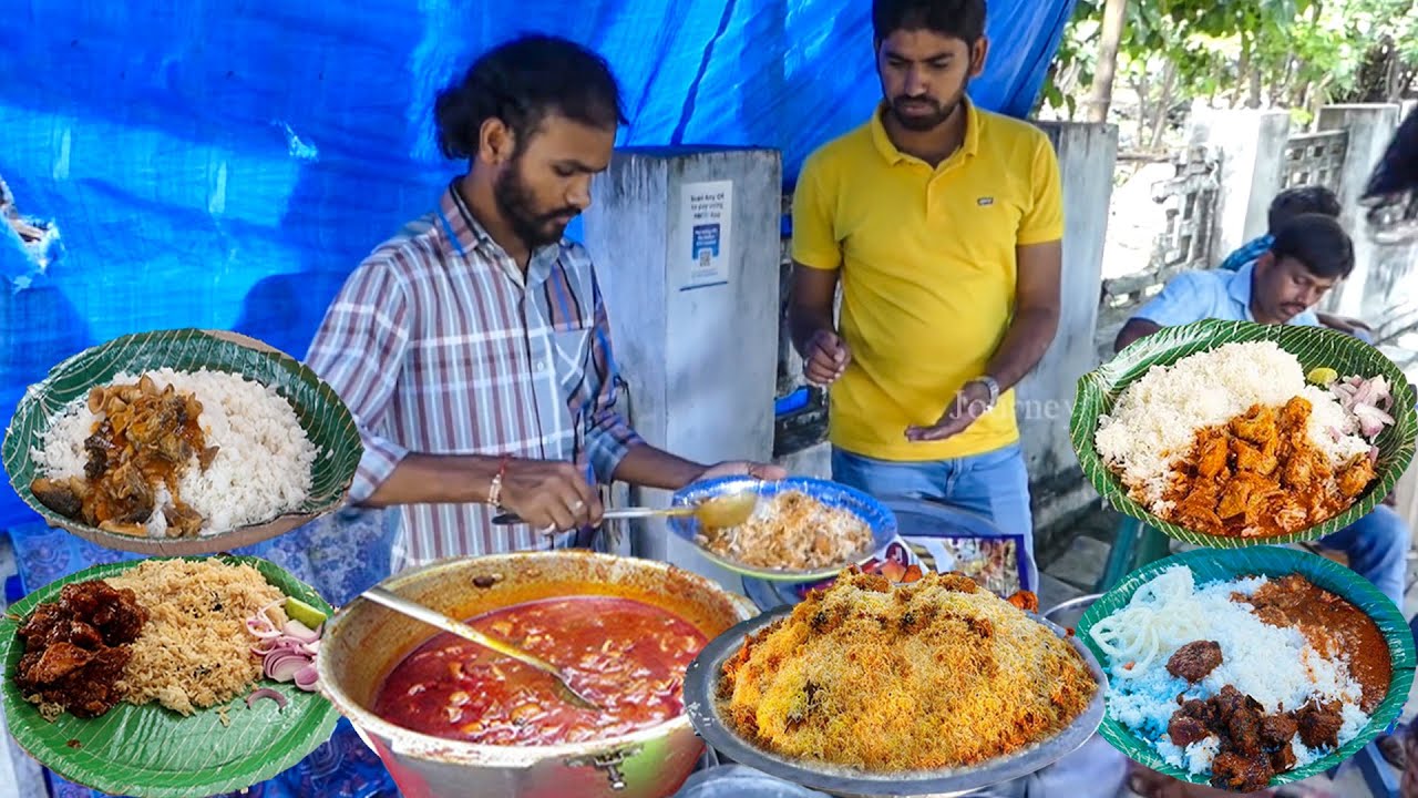 Cheapest & Delicious RoadSide Unlimited Meals | Indian Street Food | #Meals #VegMeals #NonVegMeals