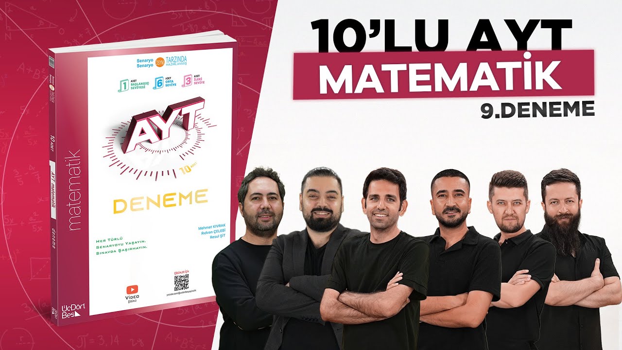 ÜÇDÖRTBEŞ YAYINLARI 10'LU AYT MATEMATİK DENEMESİ 2026 DENEME-9
