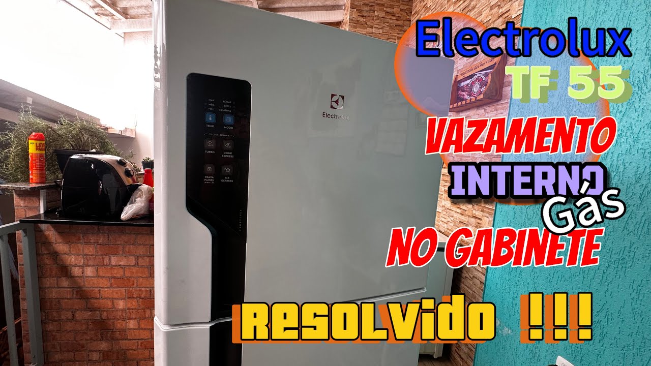 Geladeira não gela vazamento interno de gás no gabinete Electrolux tf55