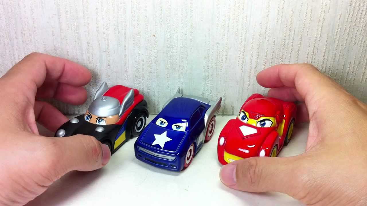 Marvel Super Hero Squad Die-Cast Cars Thor Cap Iron Man by Maisto
