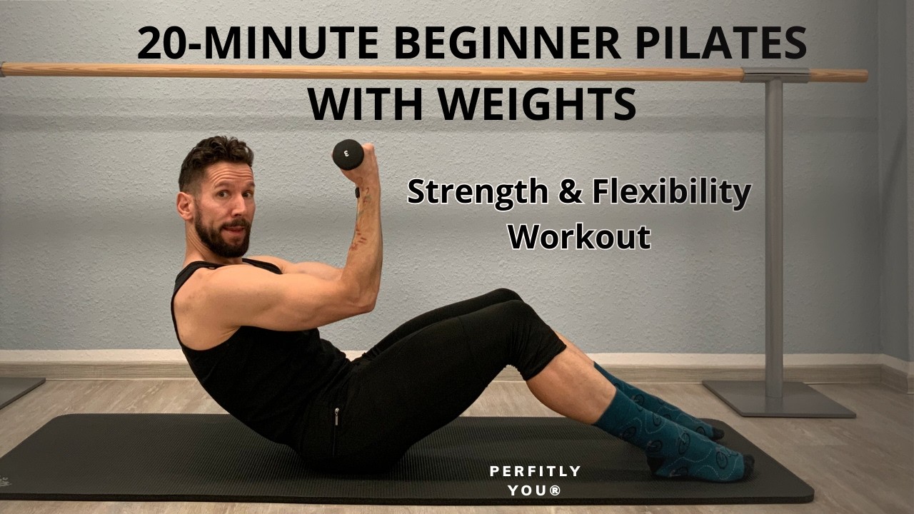 20 Minute Beginner Pilates with Weights: Strength & Flexibility Workout