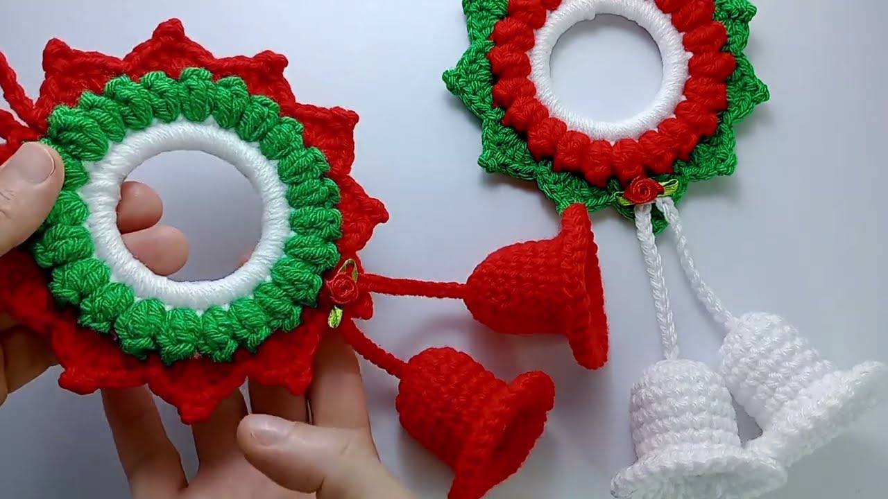 CORONA NAVIDEÑA Tejida a crochet paso a paso en español
