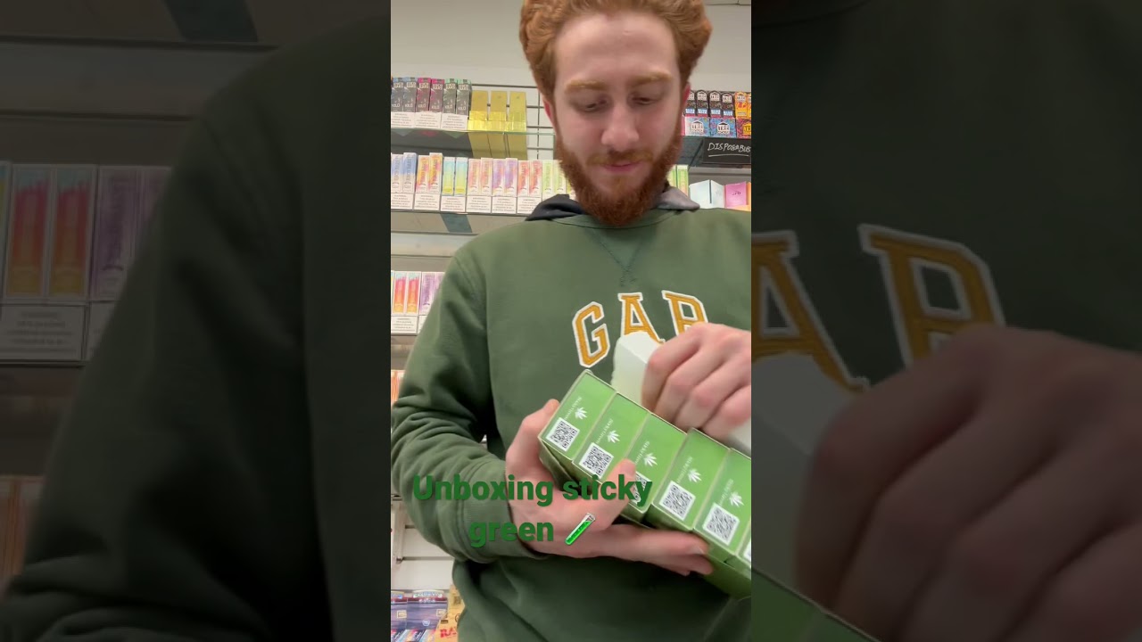 Unboxing sticky green disposable. #unboxing #asmr #disposable #cbd #vape #hhc  #delta8 #thc #thco