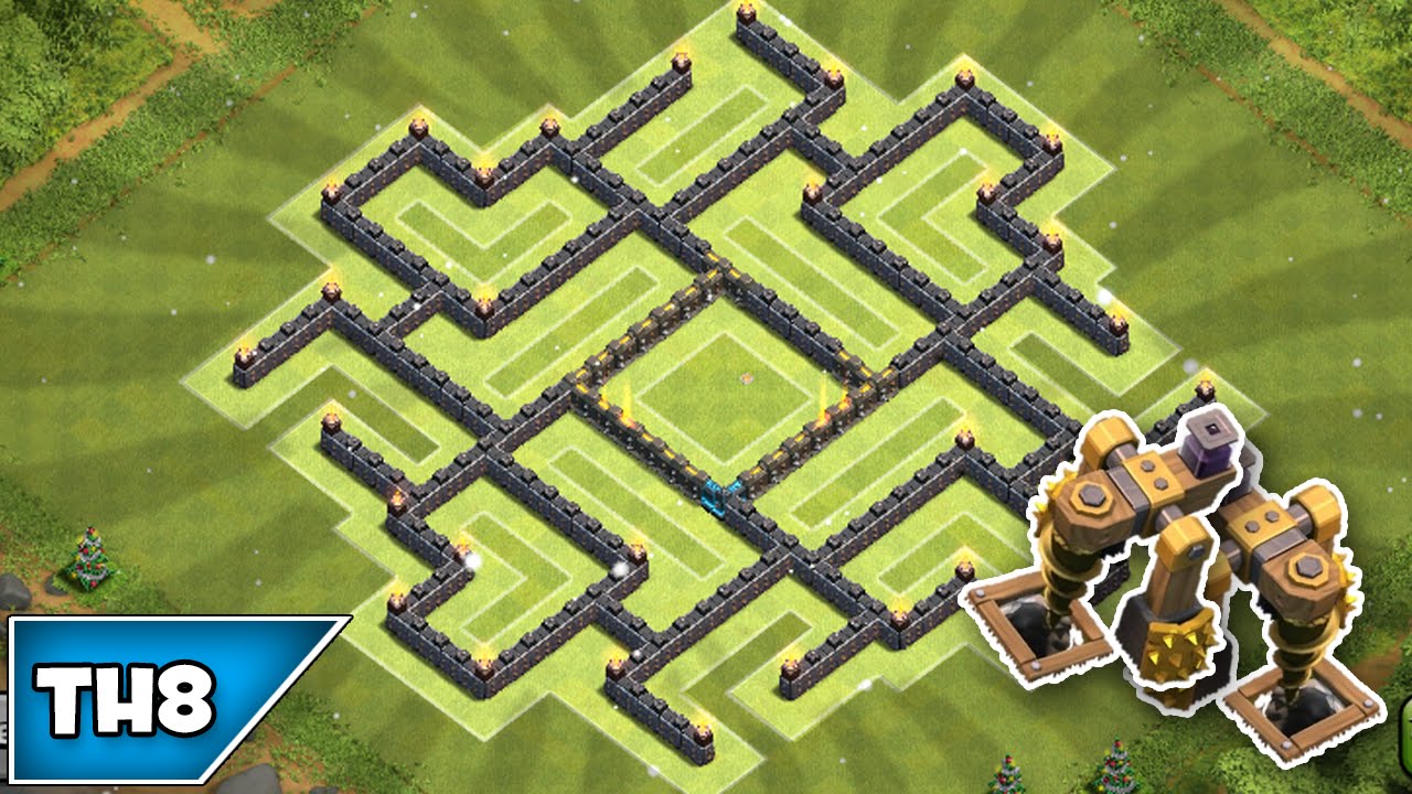 Clash of Clans - BEST TOWNHALL 8 DARK ELIXIR FARMING BASE! - 2015