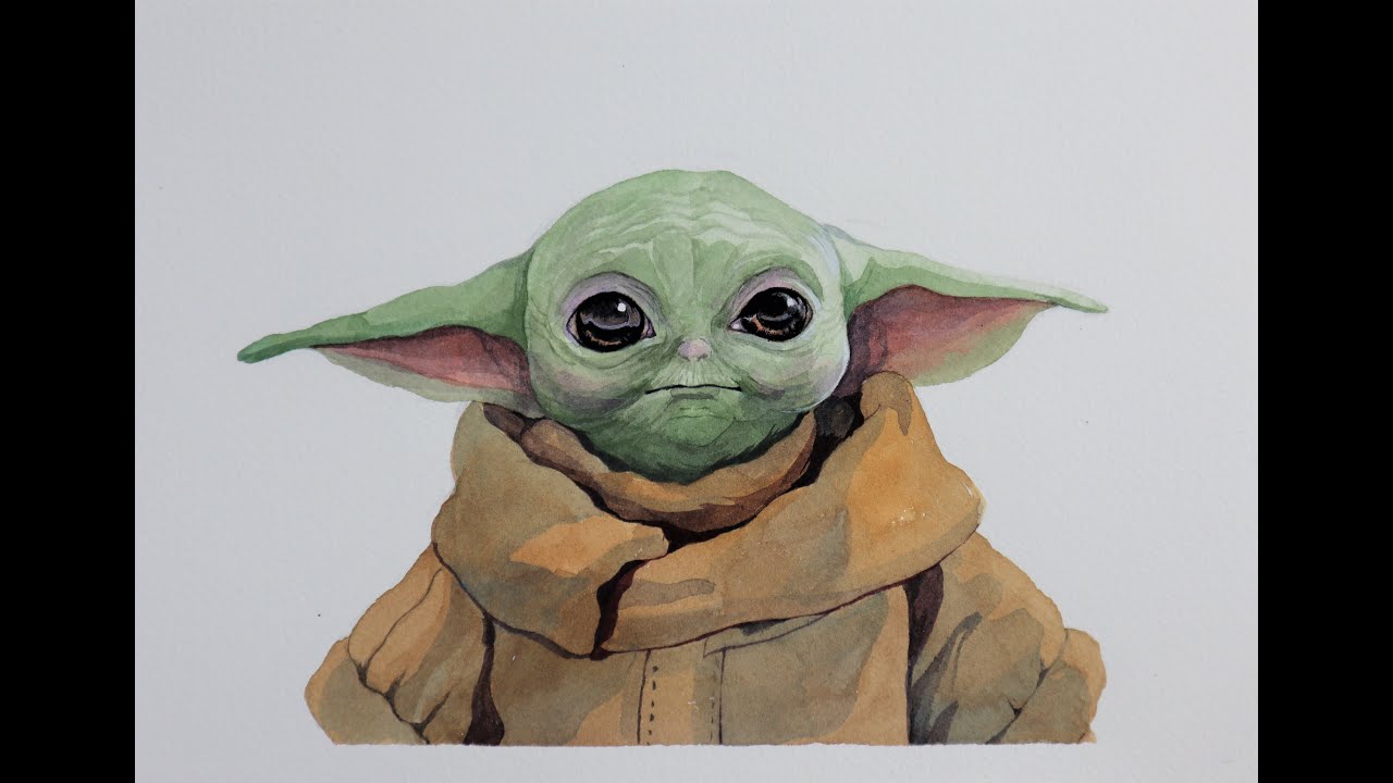 Watercolor Painting - Baby Yoda (My Son's Request)