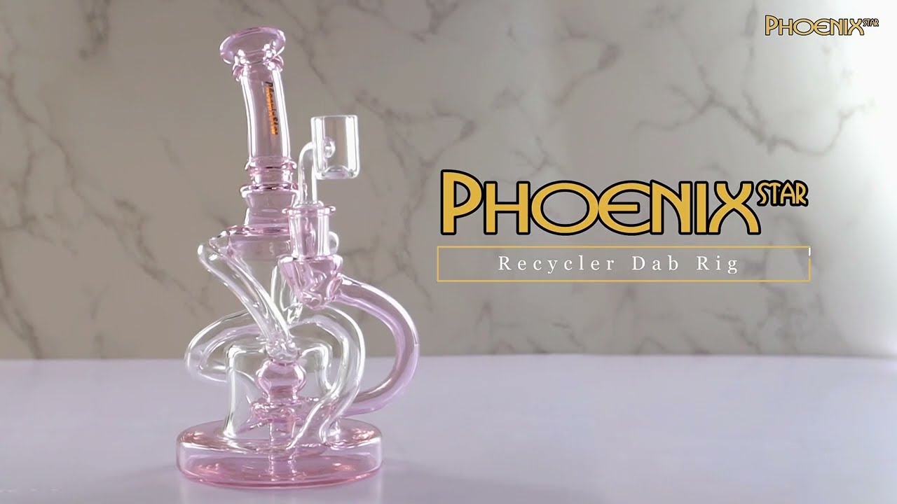 Phoenix Star 8.8 Inches Recycler Dab Rig PHX603, Showerhead Perc & Quartz Banger Included