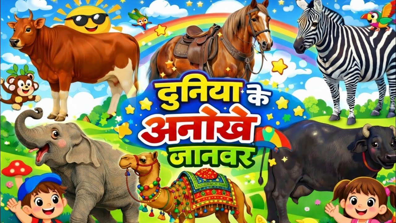 जंगली जानवरों के नाम | 20 Wild Animals for Kids | Learn Animal Names in Hindi With Fun