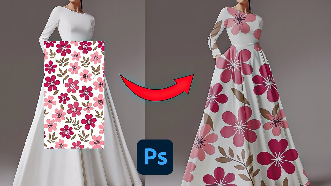 How to add design on dress  Adobe Photoshop 2025 trick