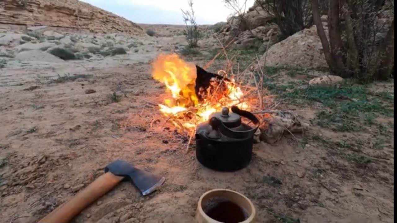 كشته و طبخ مقلوبة وتمشيه وبحث عن أماكن تجمع المياة في احد الأودية 10-5-1442