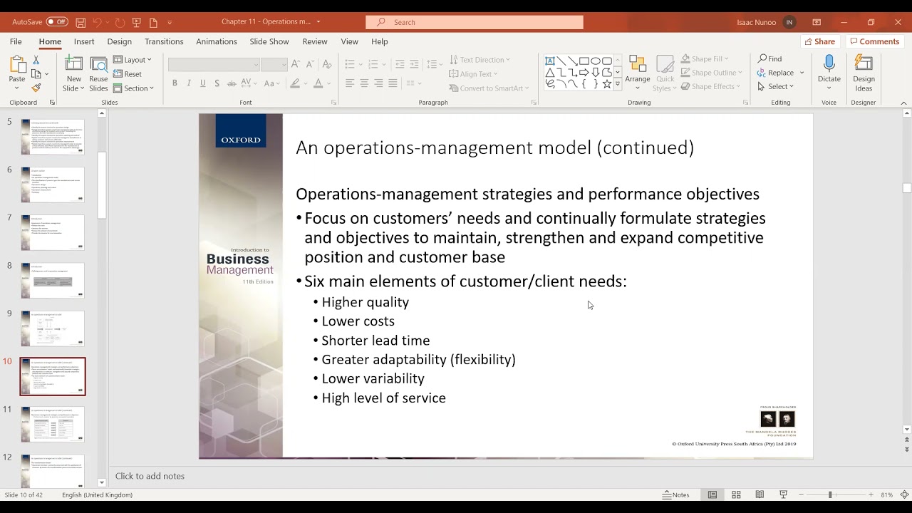Chapter 11 Operations Management Part 1